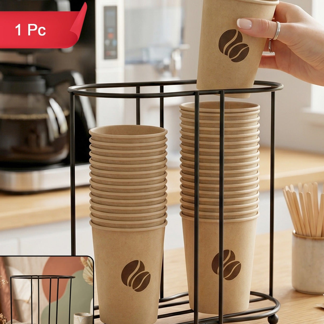 Metal Desktop Cup Organizer Stand - 1 Pc - Happy Price - Image 1