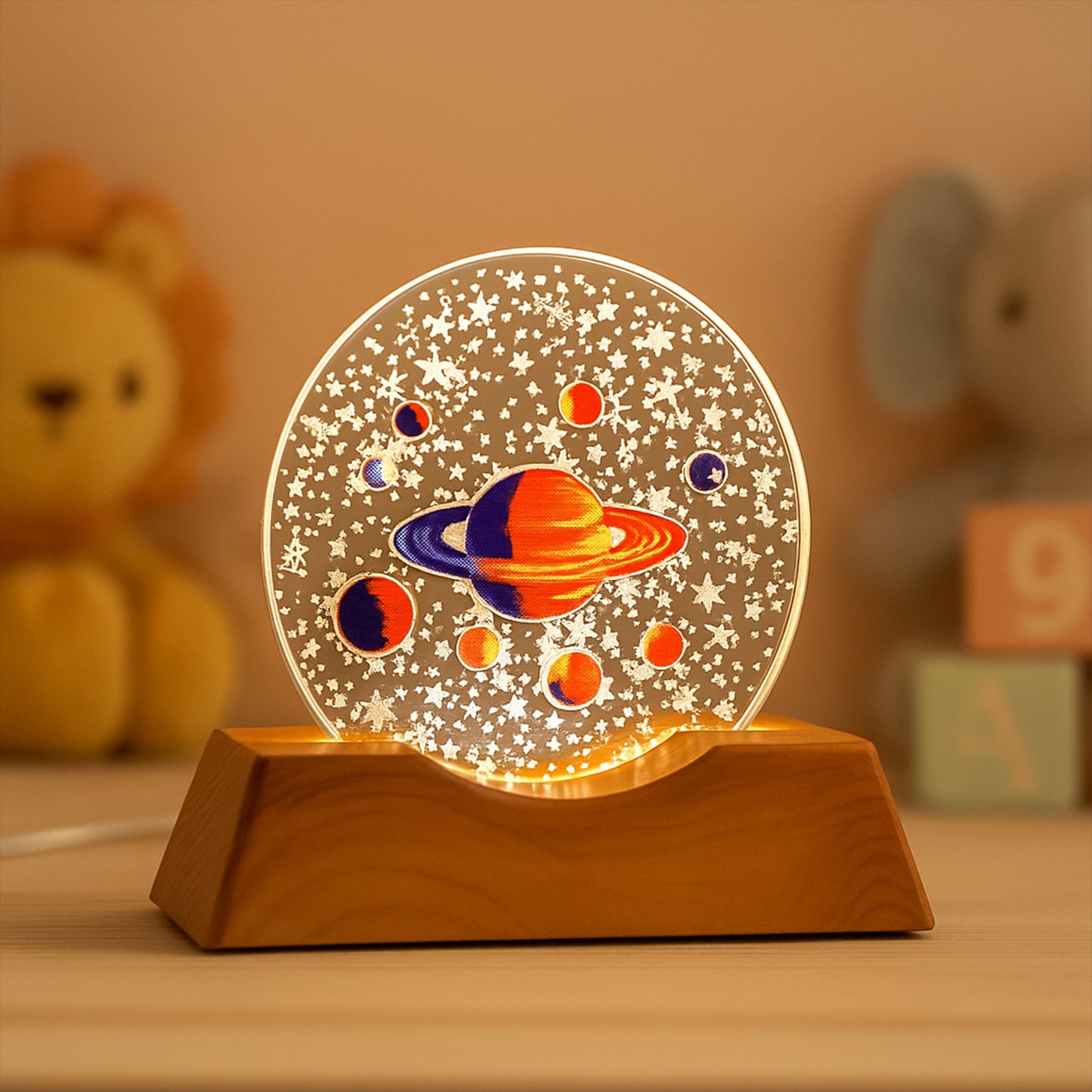 3D Planet Illusion LED Lamp - Artistic Night Light for Kids & Bedrooms (1 Pc) - Happy Price - Image 2