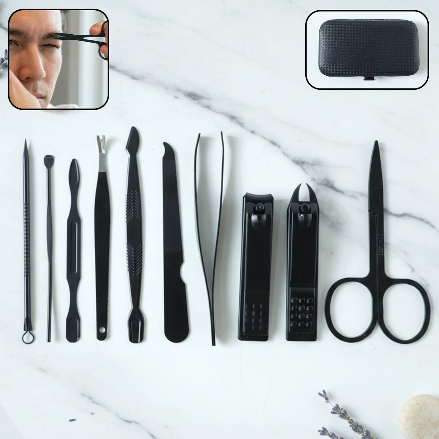 10-Piece Professional Manicure & Pedicure Grooming Kit with Storage Case - Happy Price - Image 2