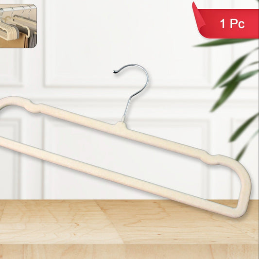 Velvet Non-Slip Hanger with Metal Hook - 1 Pc - Happy Price - Image 1