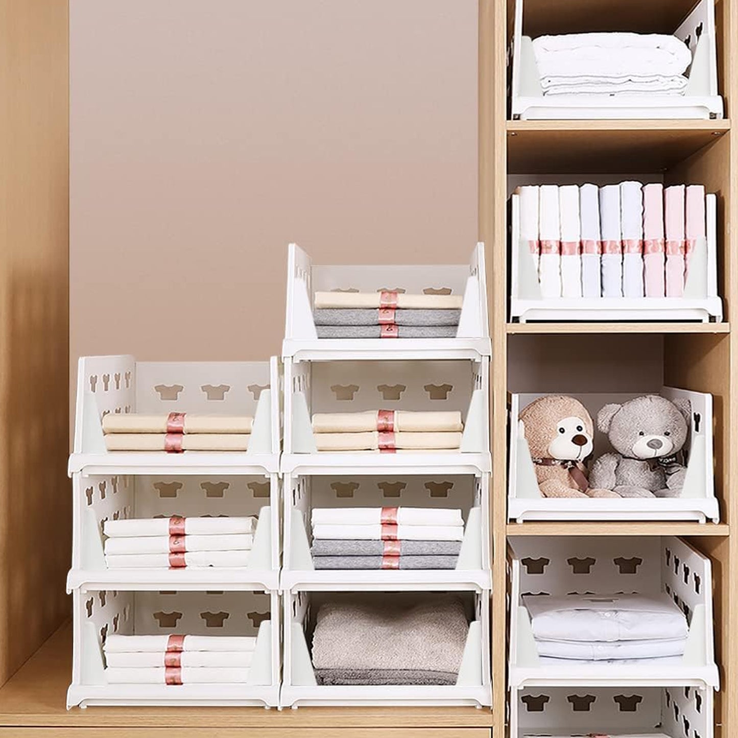 4 Layer Stackable Multifunctional Storagefor Clothes Foldable Drawer Shelf Basket Utility Cart Rack Storage Organizer Cart For Kitchen Pantry Closet Bedroom Bathroom Laundry (4 Layer 1 Pc) - Happy Price - Image 2