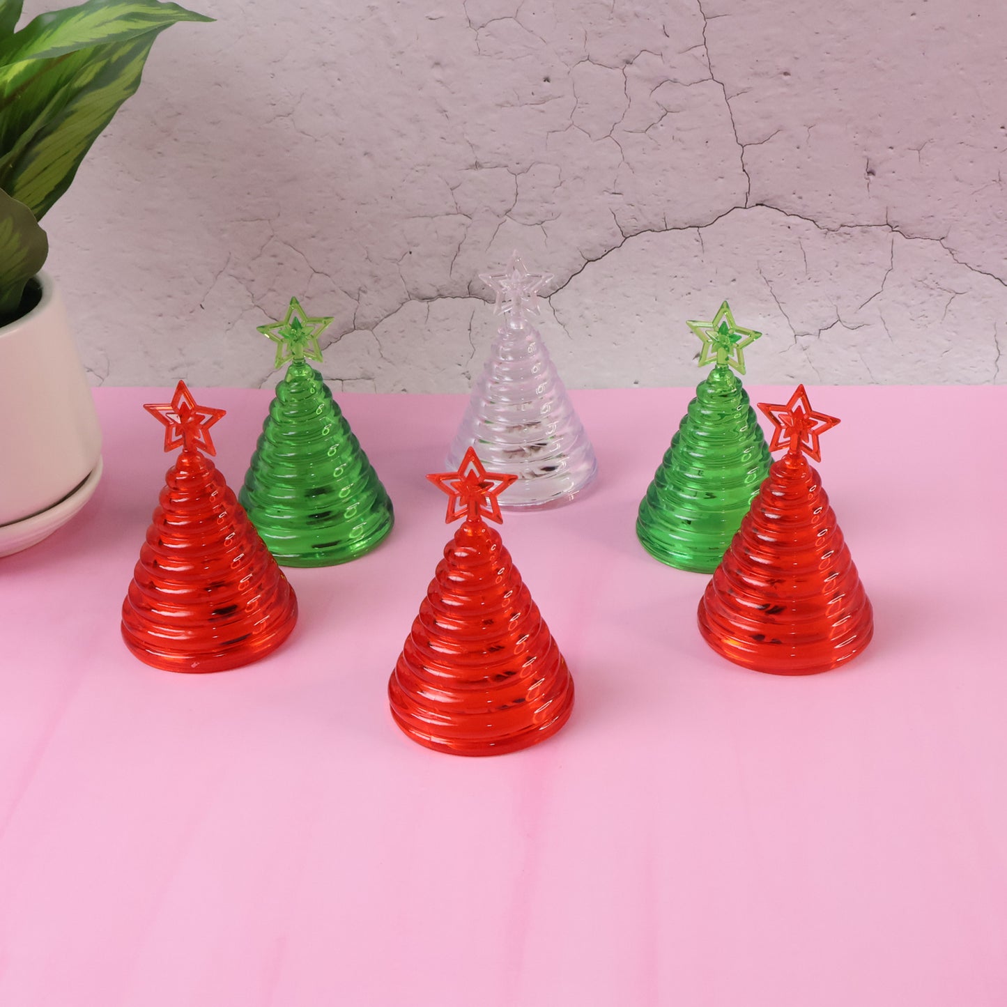 Set of 6 LED Mini Christmas Tree Lights - Battery Operated Cone Lamps - Happy Price - Image 5