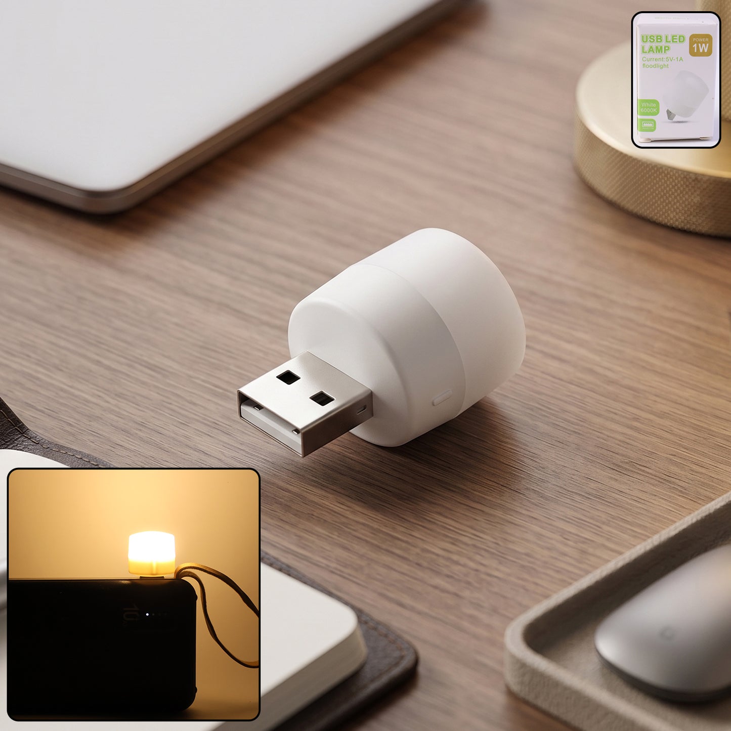 Yellow USB LED Night Light Plug - Compact & Portable (1 Pc) - Happy Price - Image 2