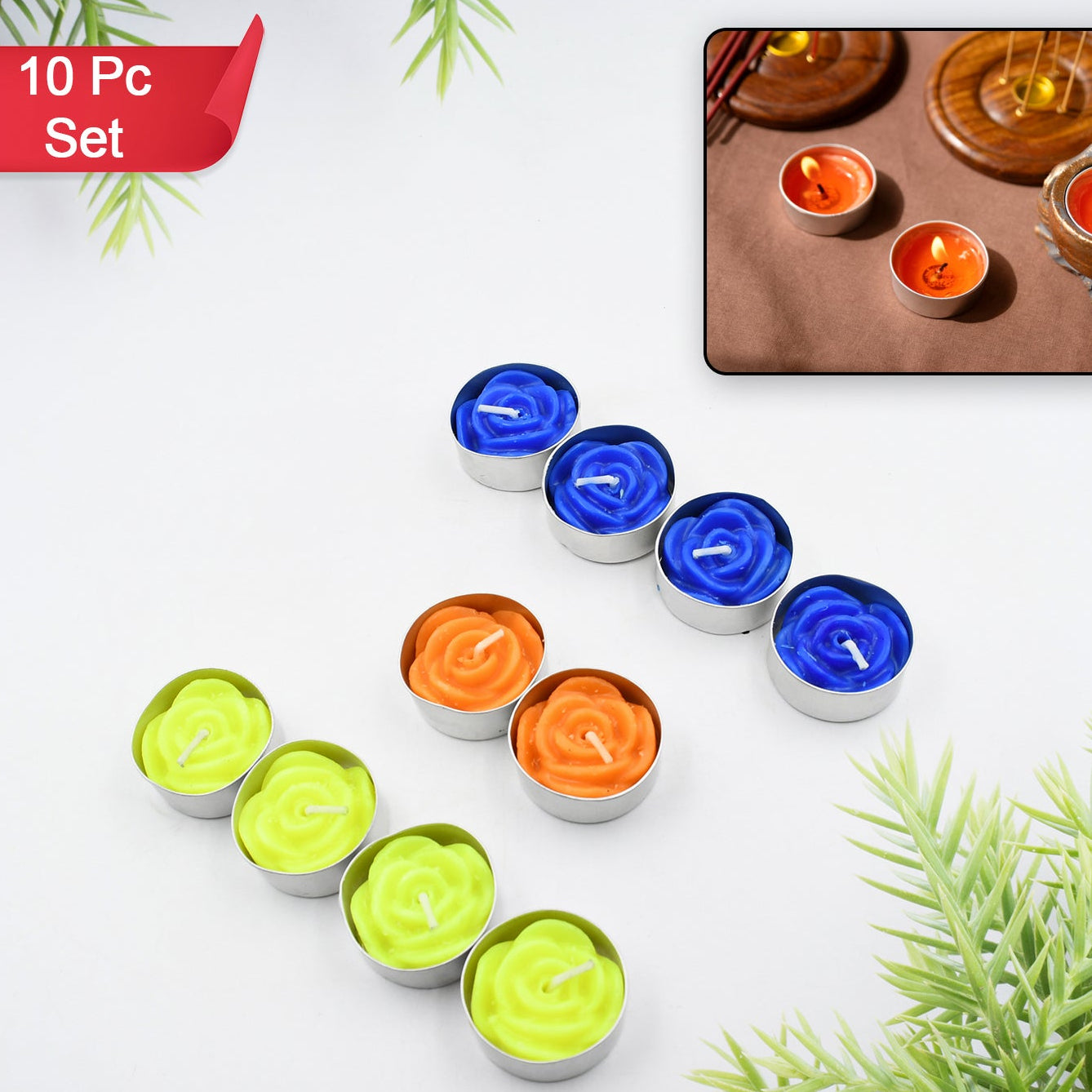 6938 Rose Flower Tealight Candles Floating Candles Scented Tea Lights Aromatherapy Relax (Pack Of 10 Pcs.)