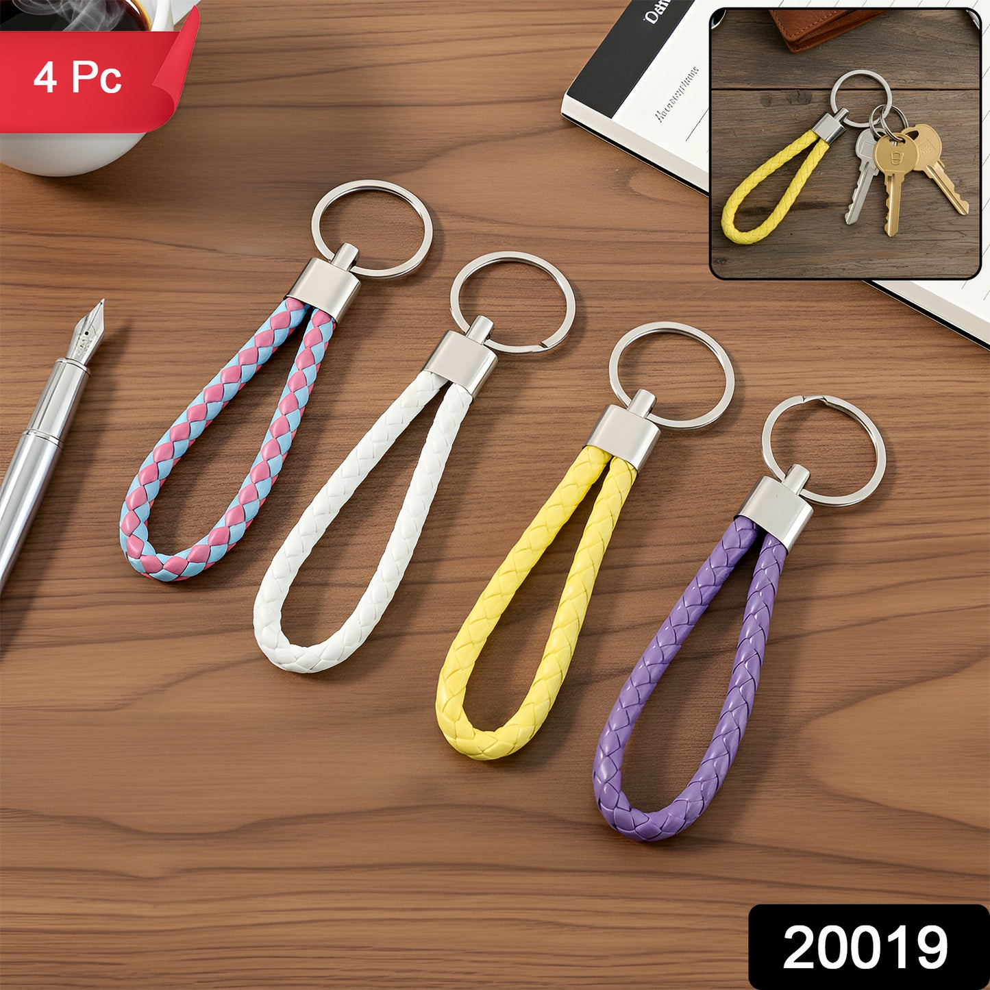 Braided Loop Keychain Set - 4 Pcs for Car, Bike, Home Keys - Happy Price - Image 6