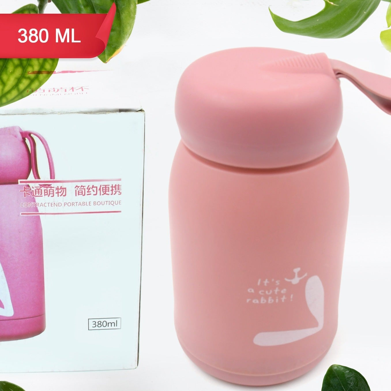 Cute Rabbit Glass Water Bottle - 380ml, Leak-Proof for Travel & Daily Use - Happy Price - Image 1