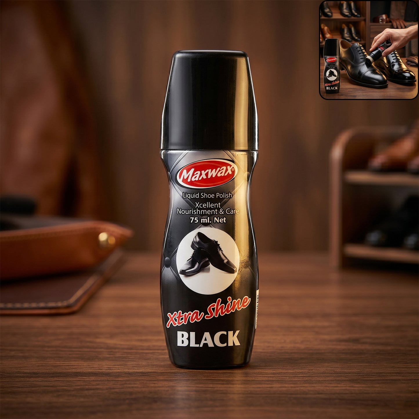 Maxwax Black Liquid Shoe Polish (1 Pc 75 Ml)