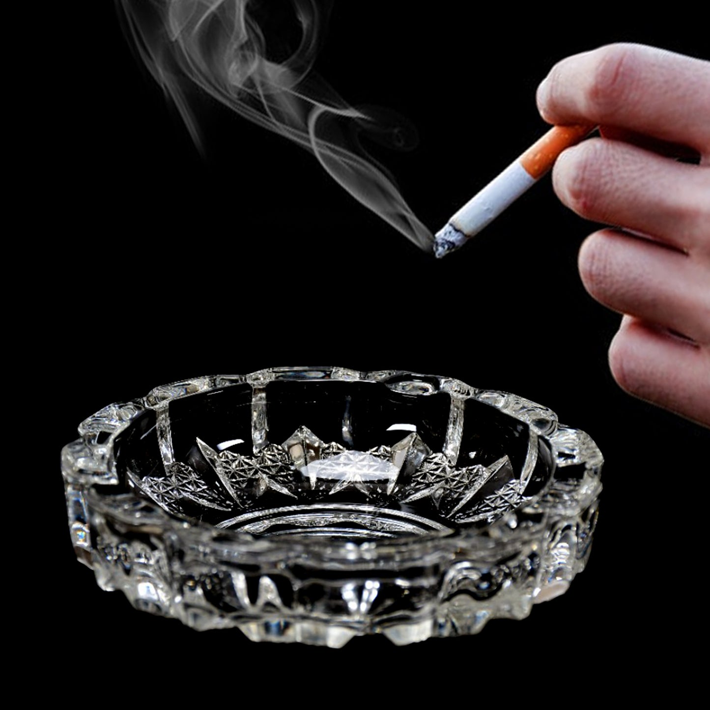 Paricutin Glass Crystal Quality Cigar Cigarette Ashtray Round Tabletop For Home Office Indoor Outdoor Home Decor - Happy Price - Image 6
