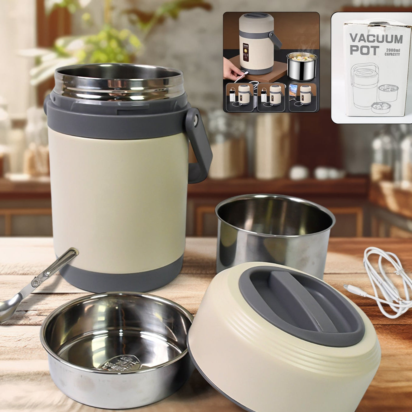 Usb Electric Heated Lunch Boxes (2 Ltr.) - Happy Price - Image 1