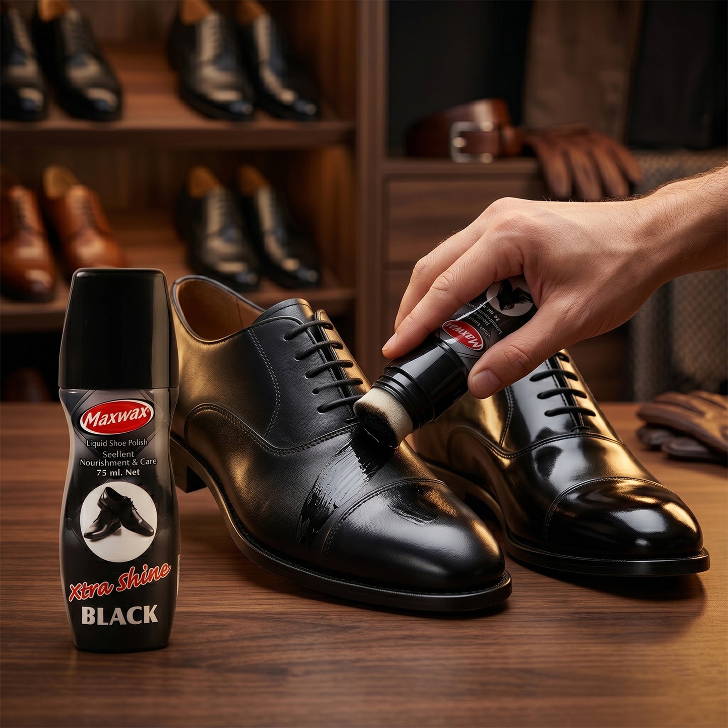 Maxwax Black Liquid Shoe Polish (1 Pc 75 Ml)