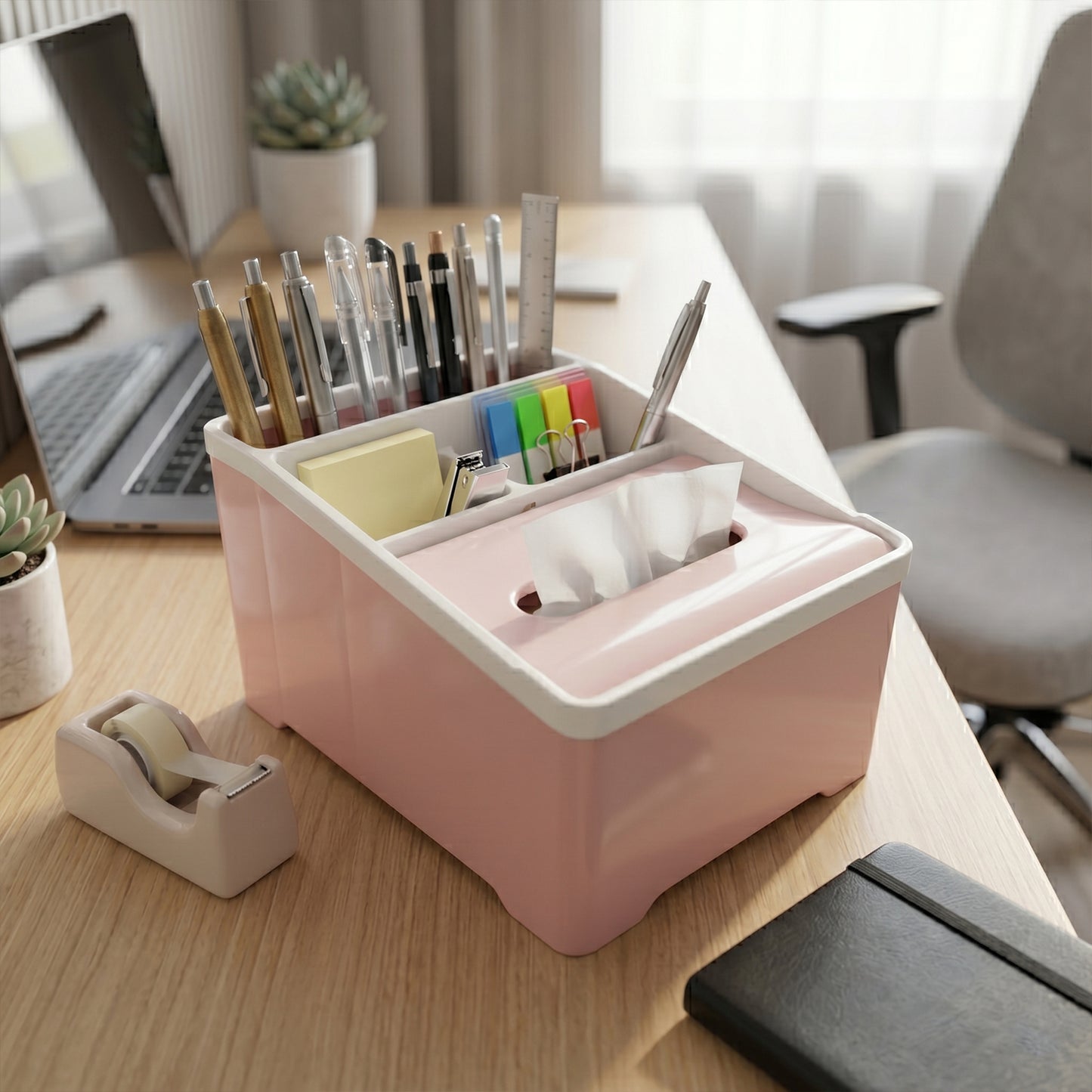 Plastic Compartment Organizer Box with Tissue Holder - 1 Pc - Happy Price - Image 3