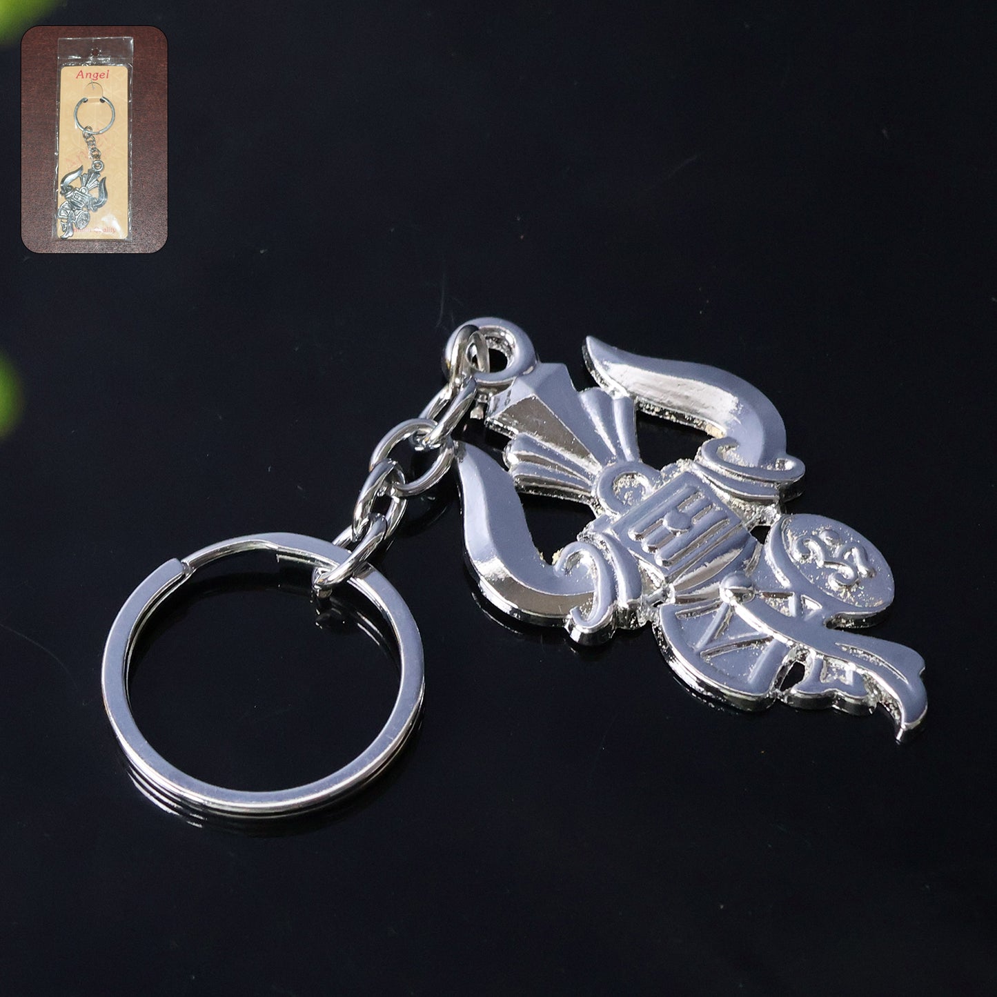 Trishul Damru Lord Shiva Symbol Silver Metal Keychain (1 Pc) - Happy Price - Image 7