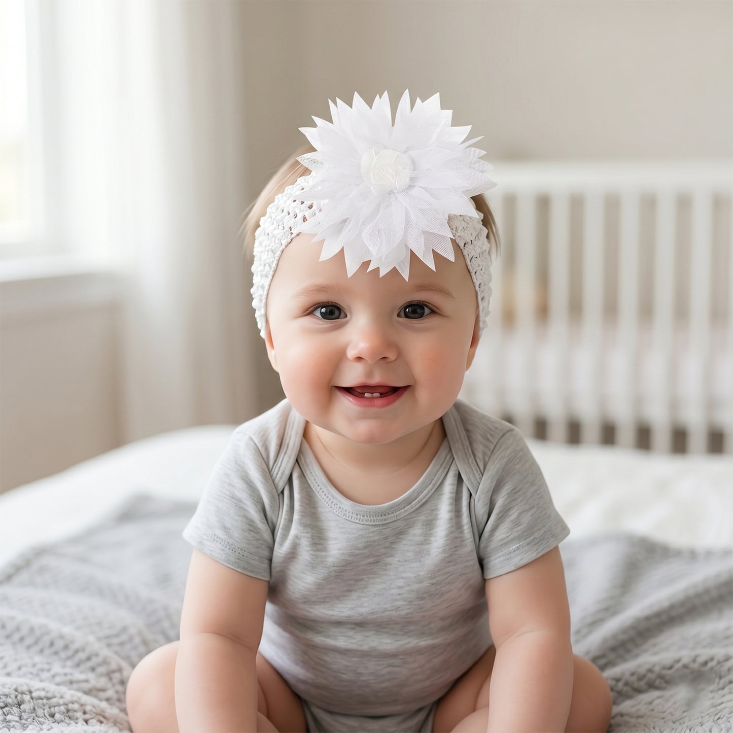 Cute Floral Baby Headband - Soft Elastic Stretchable Hair Accessory (1 Pc) - Happy Price - Image 3