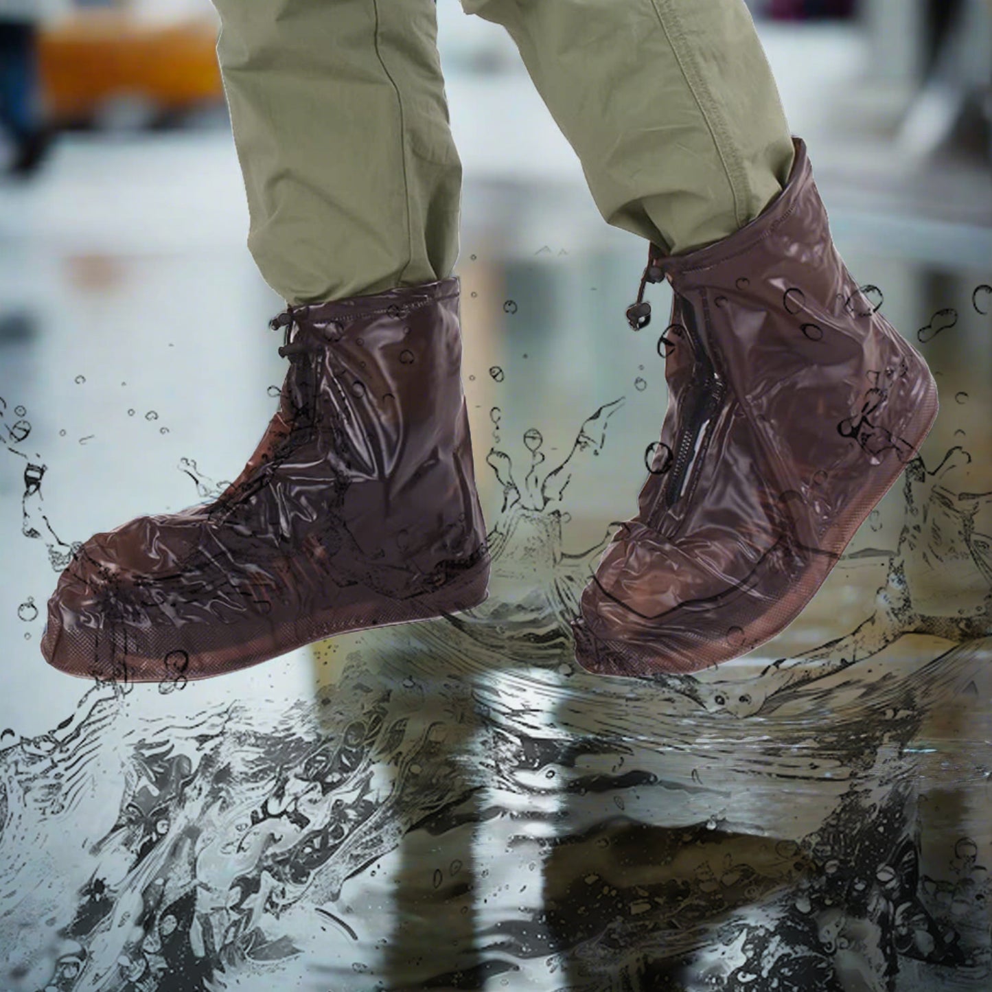 Plastic Shoes Cover Reusable Anti-slip Boots Zippered Overshoes Covers Transparent Waterproof Snow Rain Boots For Kids  Adult Shoes For Rainy Season (1 Pair) - Happy Price - Image 4