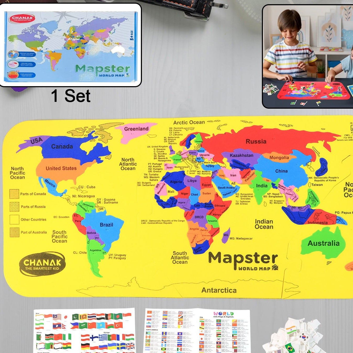 Aditi World Map EVA Foam Puzzle for Kids - Learn Countries, Capitals & Flags - Happy Price - Image 1