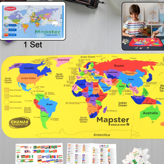 Aditi World Map EVA Foam Puzzle for Kids - Learn Countries, Capitals & Flags - Happy Price - Image 1
