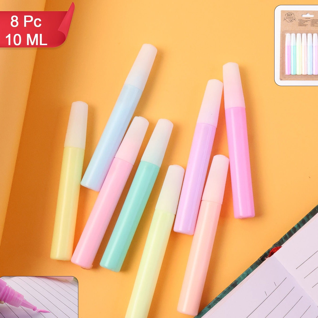 8 Piece Multi-Color Craft Glue Pen Set - 10ml Each - Happy Price - Image 1