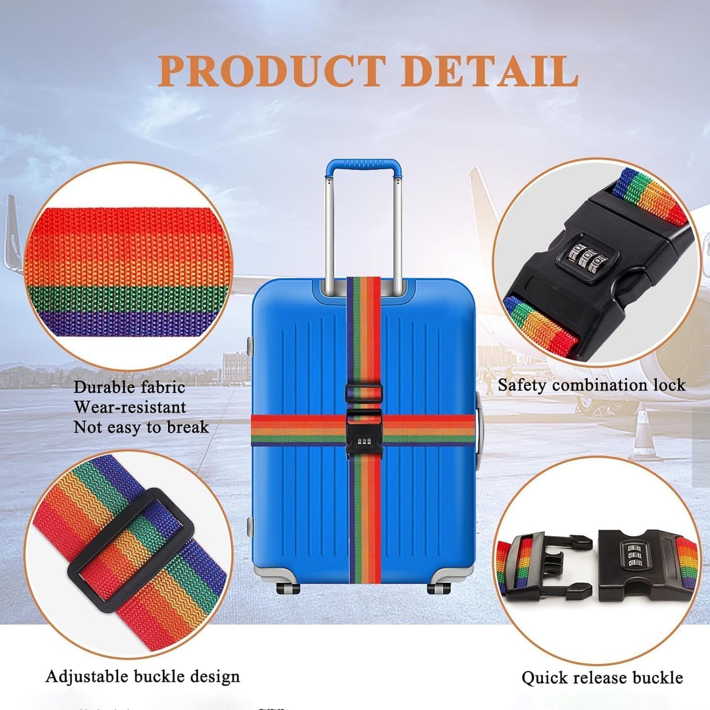 Rainbow Luggage Strap with 3-Digit Combination Lock - 1 Pc - Happy Price - Image 4