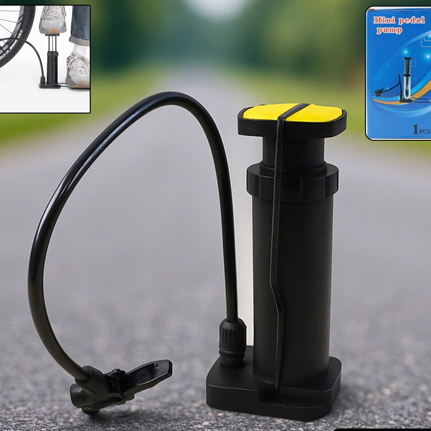 Mini Foot Pedal Air Pump (1 Pc) - Portable Manual Inflator for Tires & Sports Gear - Happy Price - Image 1