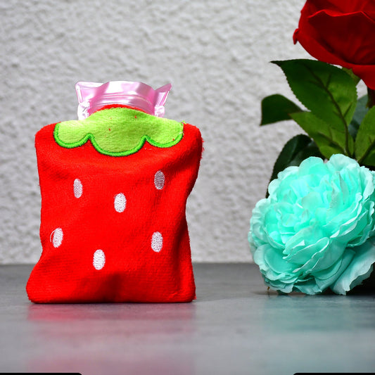 Strawberry Small Hot Water Bag With Cover For Pain Relief Neck Shoulder Pain And Hand Feet Warmer Menstrual Cramps. - Happy Price - Image 1
