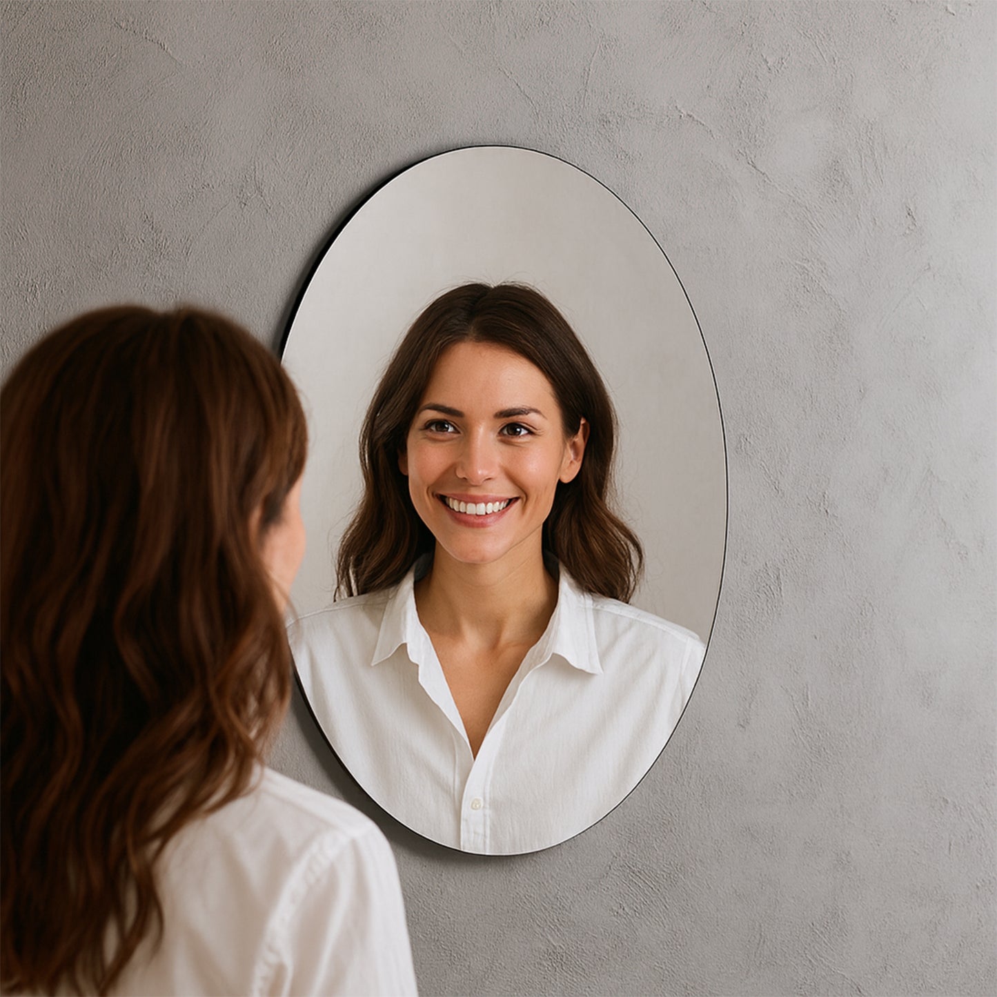 Elegant Oval Frameless Wall Mirror For Home  Office Decor (6 Pc) - Happy Price - Image 3