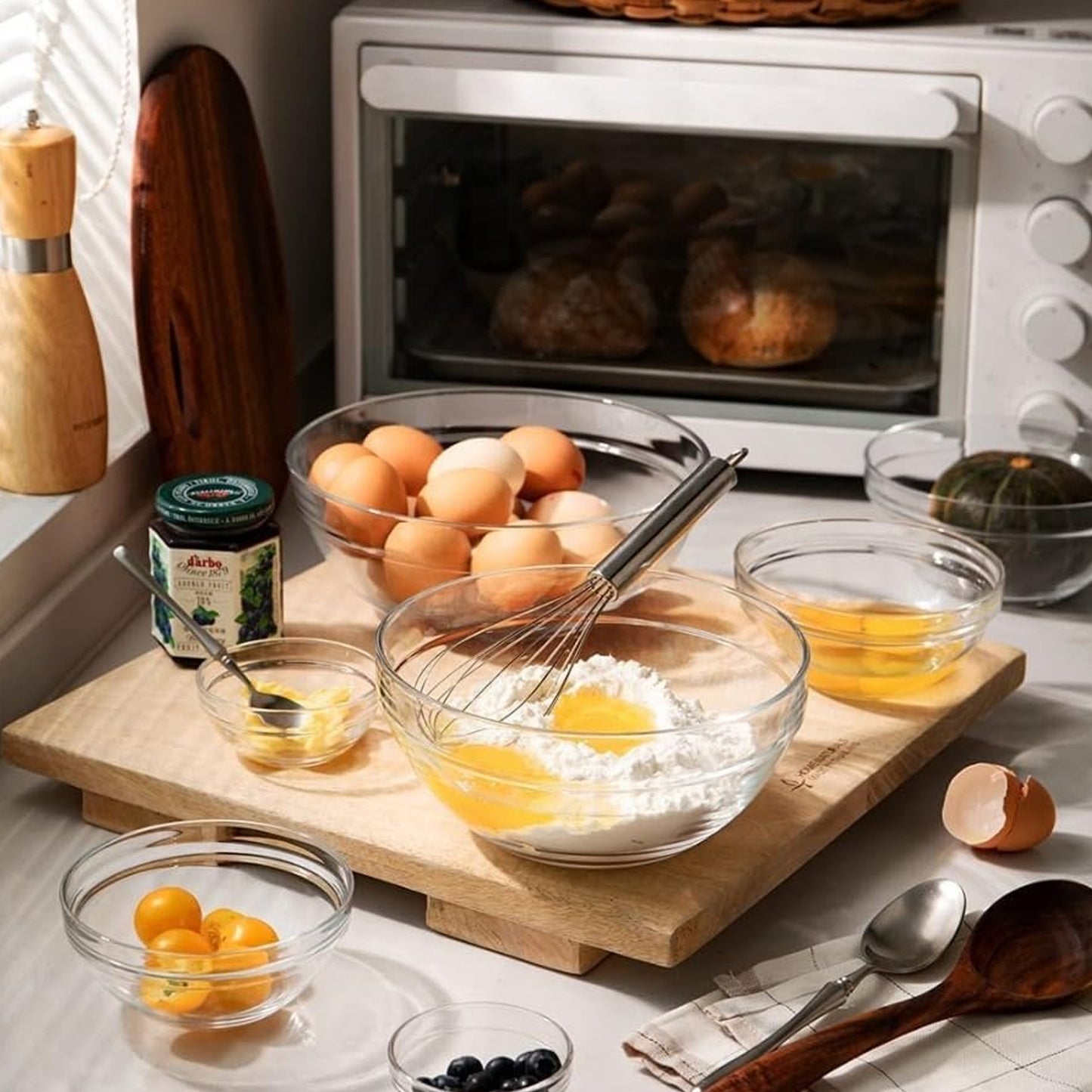 Glass Bowl Set with Lids - 5 Pcs Mixing & Storage Containers - Happy Price - Image 2