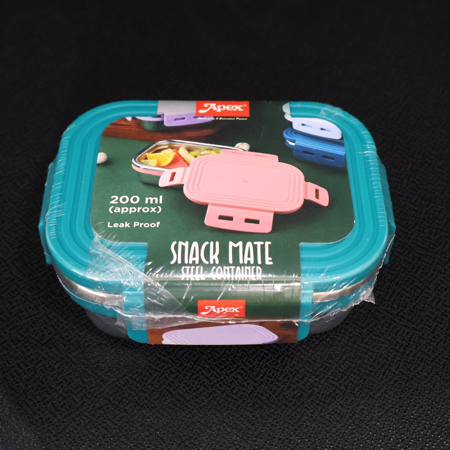 Apex Stainless Steel Mini Food Container, 200 ML, Teal Leak-Proof Lid - Happy Price - Image 7