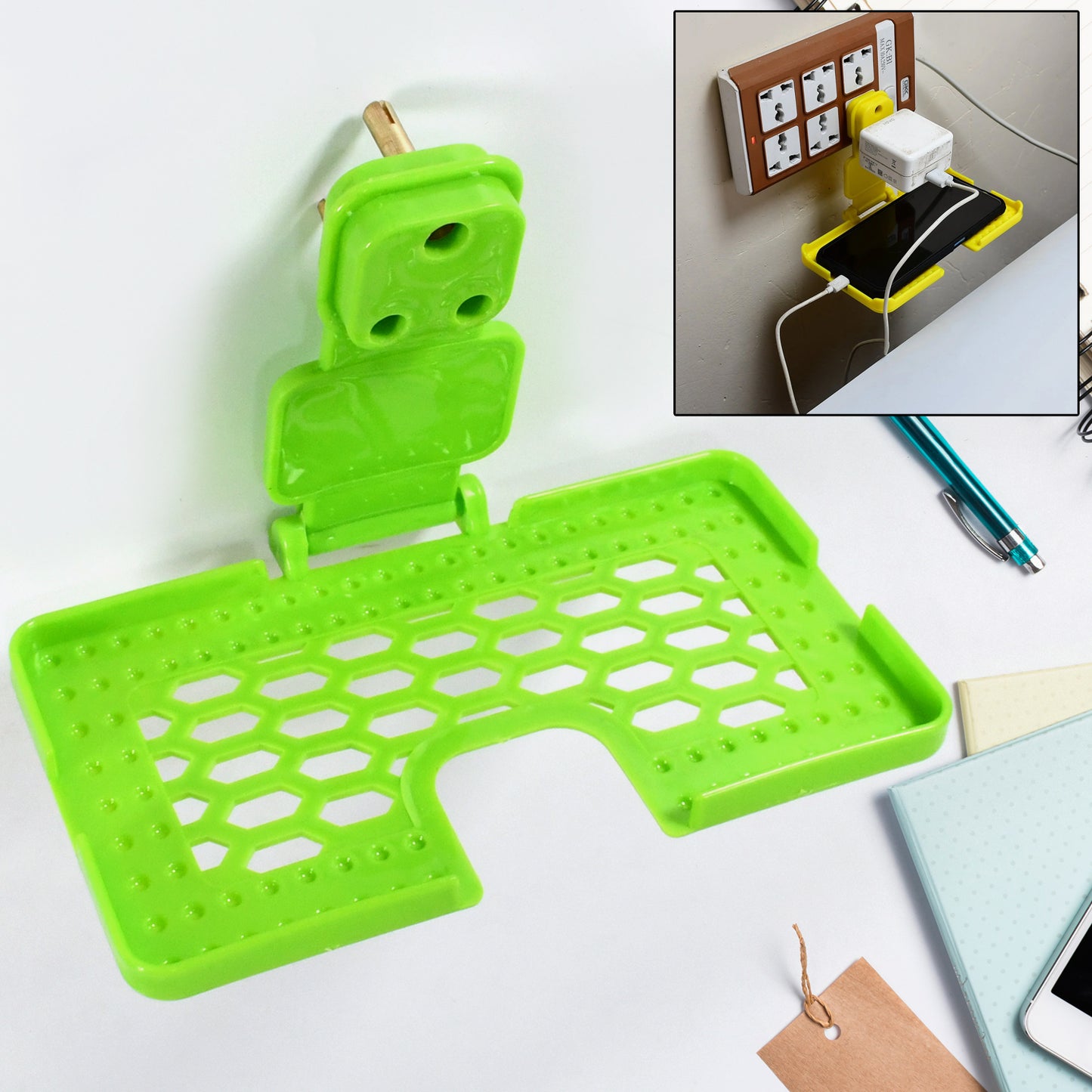 Multi-purpose Wall Holder Stand For Charging Mobile Just Fit In Socket And Hang (Mix Color  1 Pc) - Happy Price - Image 3