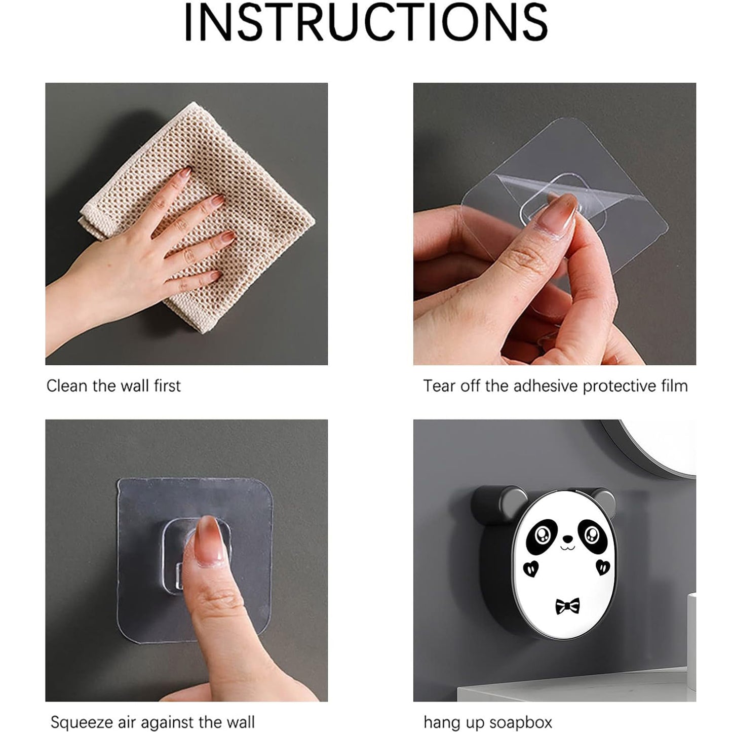 Cute Panda Wall Mounted Soap Holder with Flip-Top Lid & Drainage (1 Pc) - Happy Price - Image 7