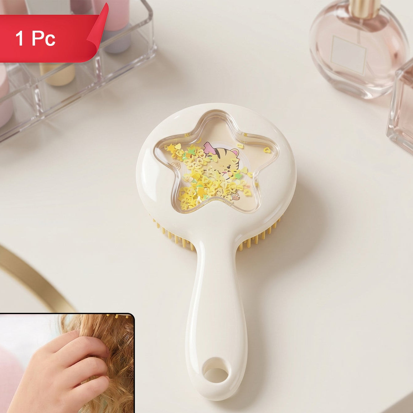 Cute Star Design Kids Hair Brush Soft Bristle Detangling Hair Comb (1 Pc)