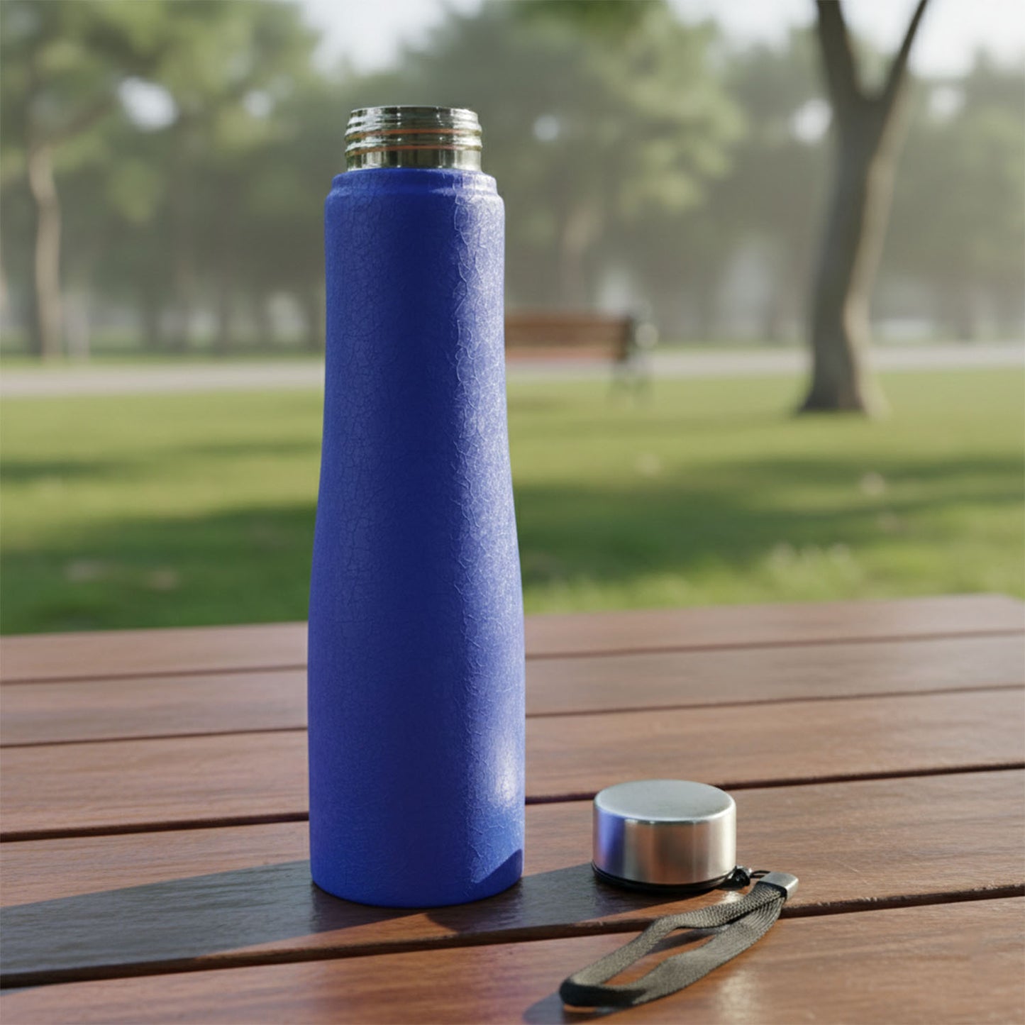 1000 ML Blue Stainless Steel Water Bottle with Strap - 1 Pc - Happy Price - Image 6