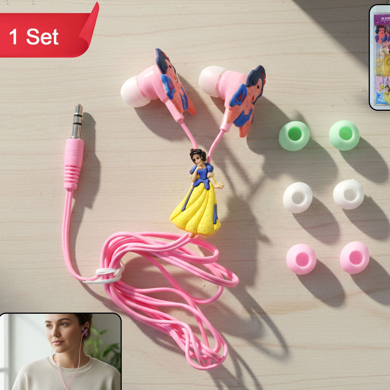 Cute Cartoon Wired In-Ear Earphones with 3.5mm Jack (1 Set) - Happy Price - Image 1