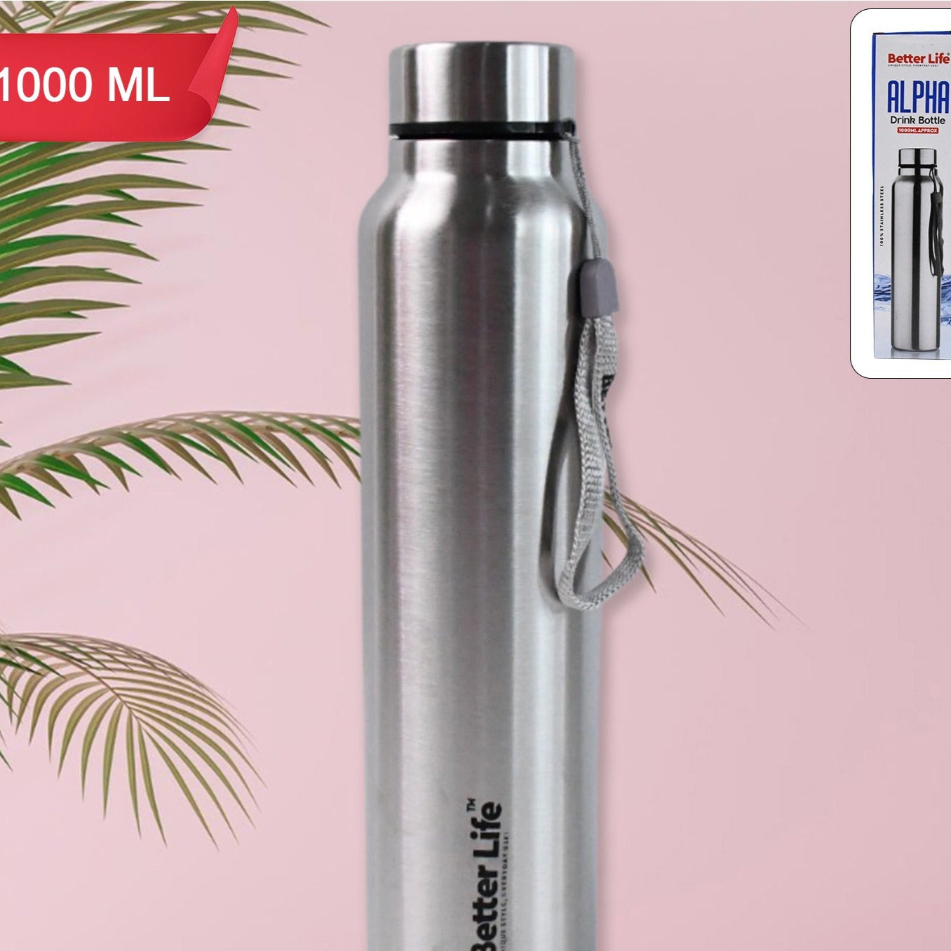 Stainless Steel Double Wall Vacuum-insulated Drink Water Bottle (1000 Ml) - Happy Price - Image 1