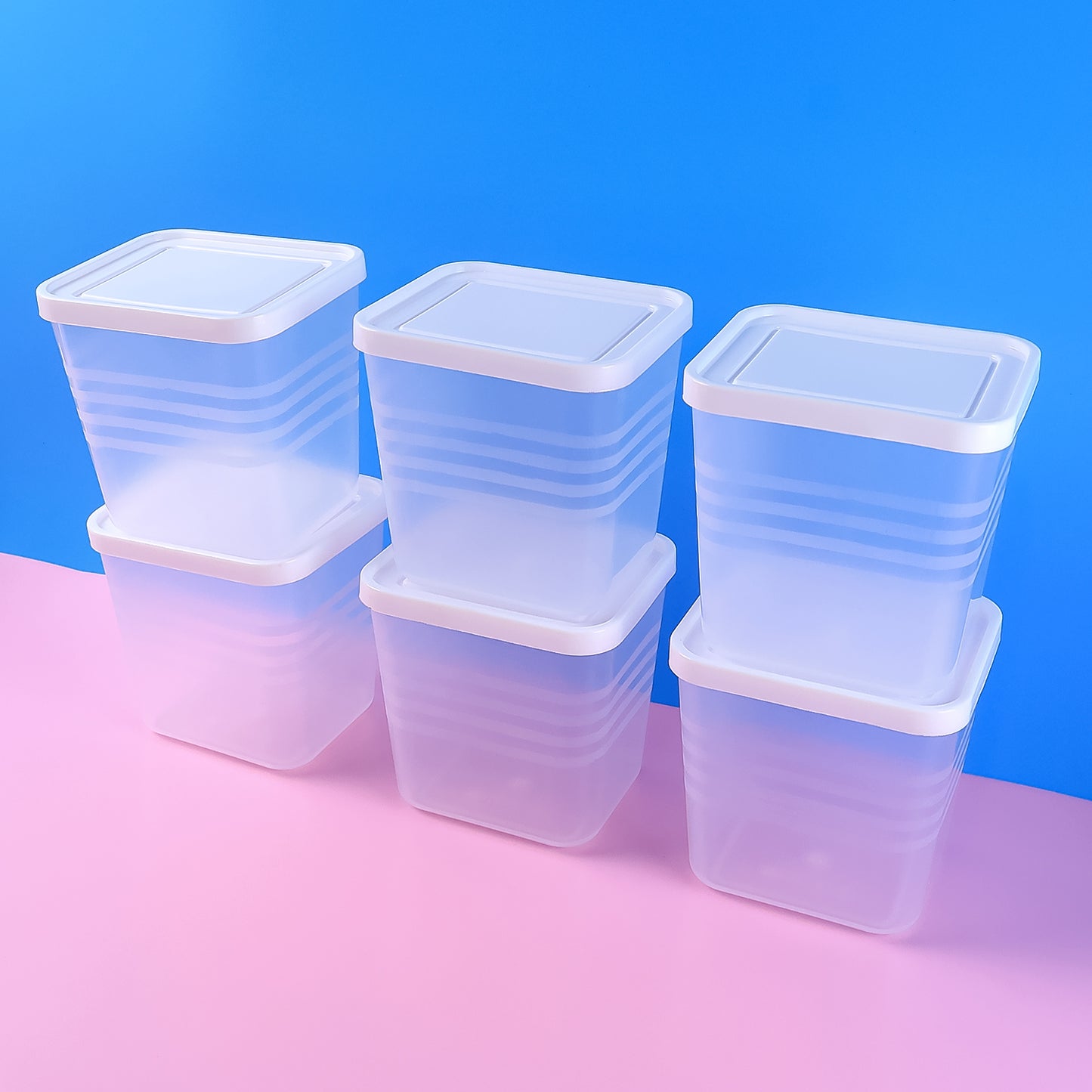 Transparent Square Plastic Food Containers with Airtight Lids - Set of 6 Pcs - Happy Price - Image 3