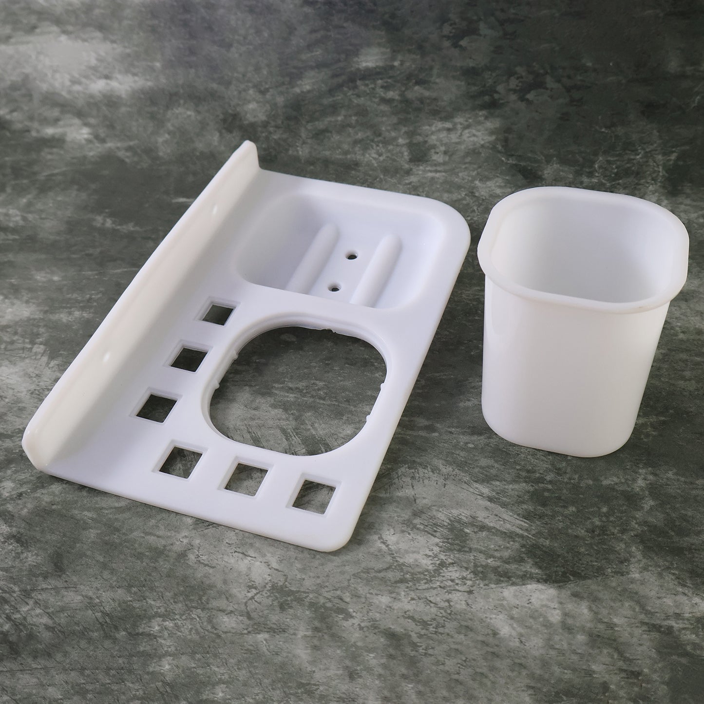 3in1 Wall Mounted Multi-compartment Toothbrush  Soap Holder With Cup (1 Pc) - Happy Price - Image 7