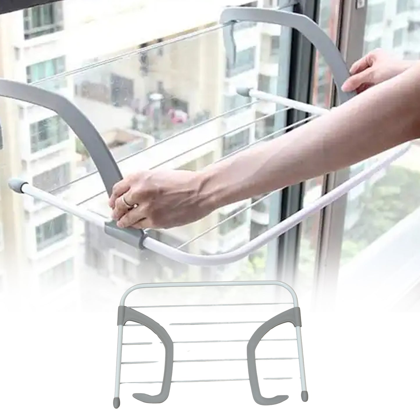 Metal Steel Folding Drying Rack For Clothes Balcony Laundry Hanger For Small Clothes Drying Hanger Metal Clothes Drying Stand Socks And Plant Storage Holder Outdoor  Indoor Clothes-towel Drying Rack Hanging On The Door Bathroom - Happy Price - Image 3
