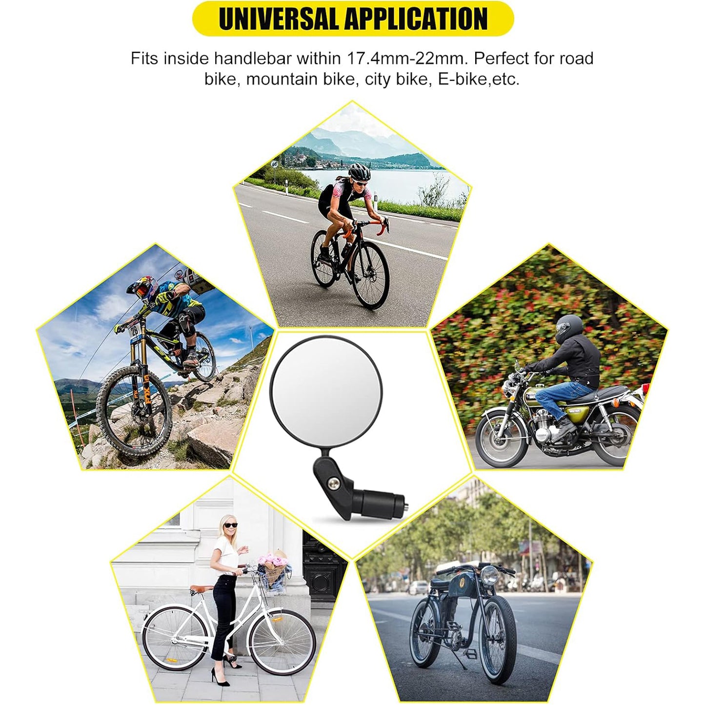 Bar End Bike Mirror Safe Rearview Mirror 360 Rotatable  Foldable Safety Bicycle Rear View Mirror Mirror Durable Bike Mirror (1 Pc) - Happy Price - Image 5