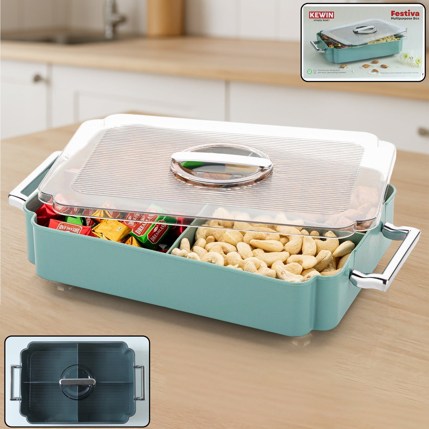 4 Section Plastic Organizer Box with Lid - 1 Pc - Happy Price - Image 2