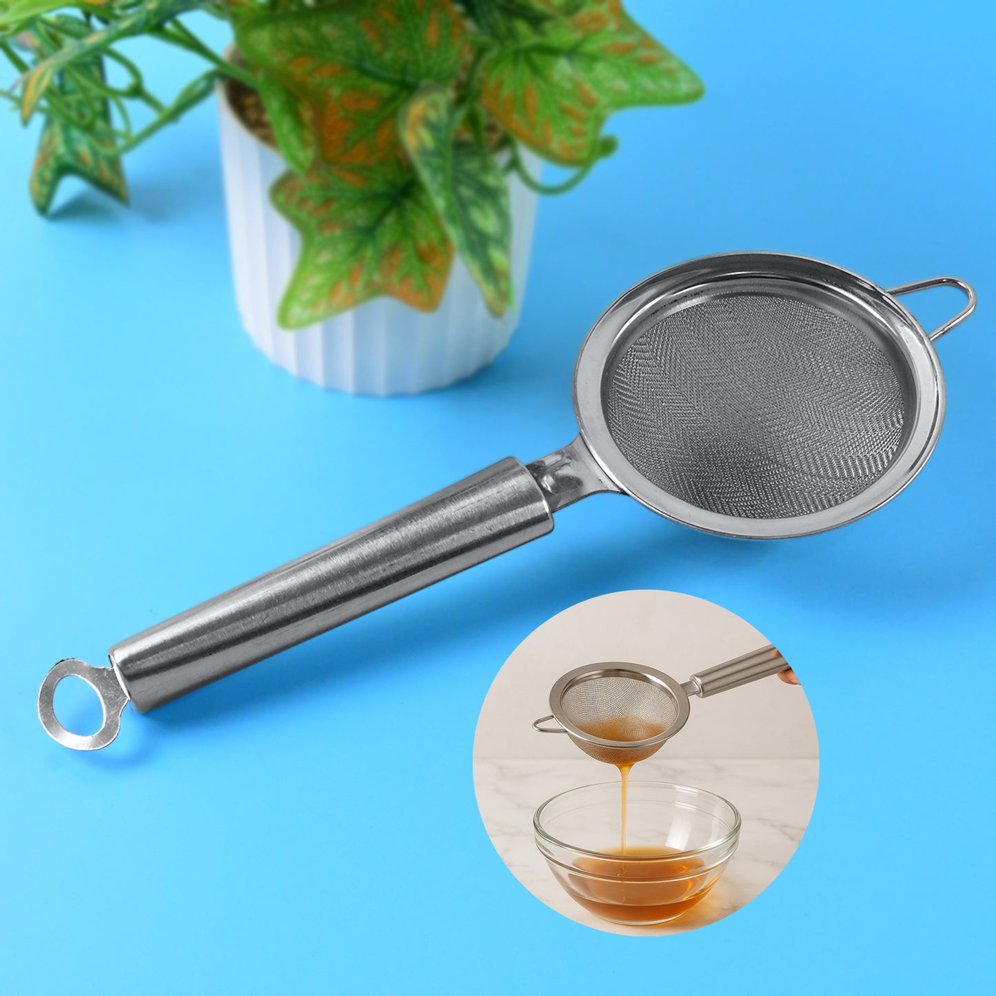 Stainless Steel Fine Mesh Strainer with Long Handle - 1 Pc - Happy Price - Image 2