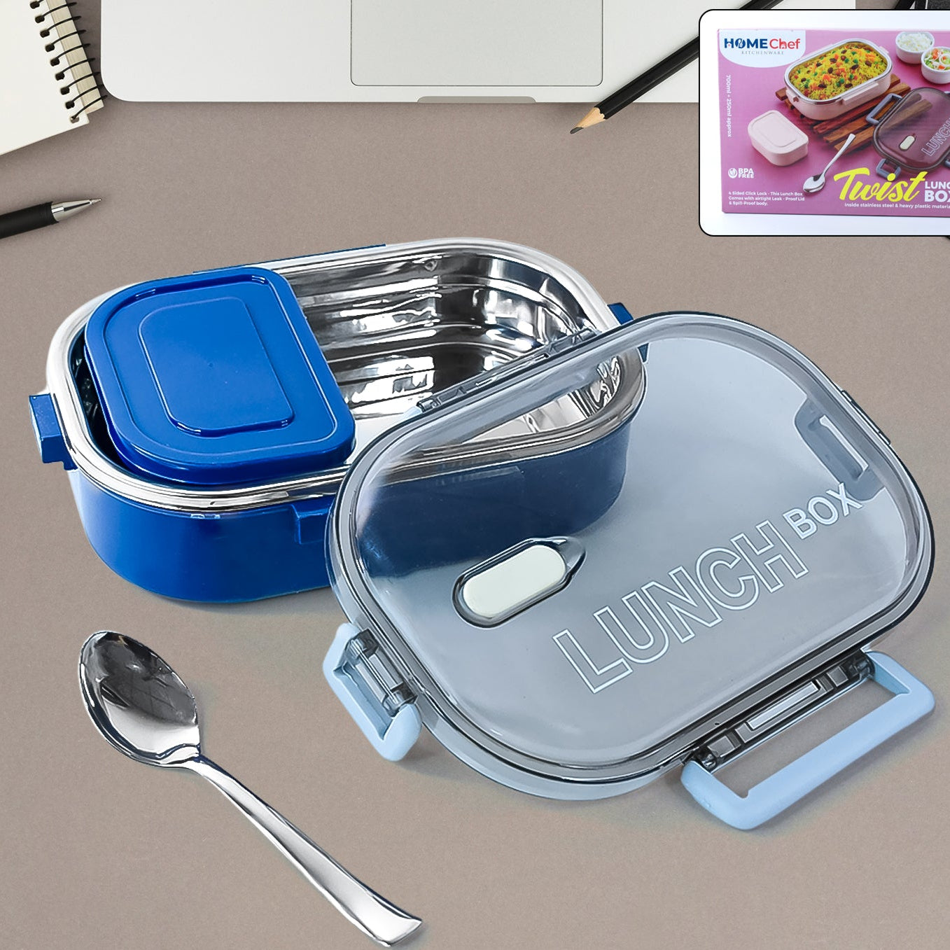 Home Chef Premium Airtight Steel Lunch Box - Happy Price - Image 1
