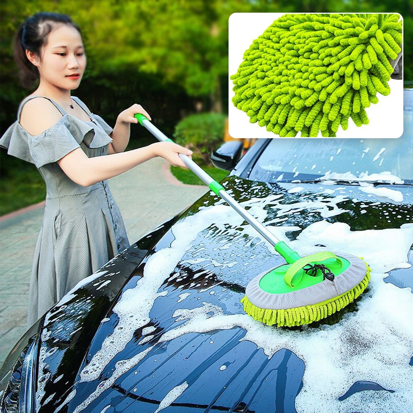 Microfiber Flexible Mop Cleaning Accessories  Microfiber Mop  Brush  Drywet Home Kitchen Office Cleaning Brush Extendable Handle - Happy Price - Image 4
