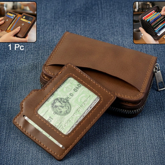 Compact Zip Card Holder Wallet with Removable ID Window (1 Pc) - Happy Price - Image 1