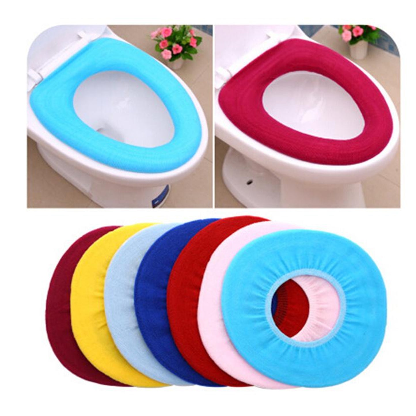 4768 Bathroom Soft Thicker Warmer Stretchable Washable Cloth Toilet Seat Cover Pads (1pc) - Happy Price - Image 5