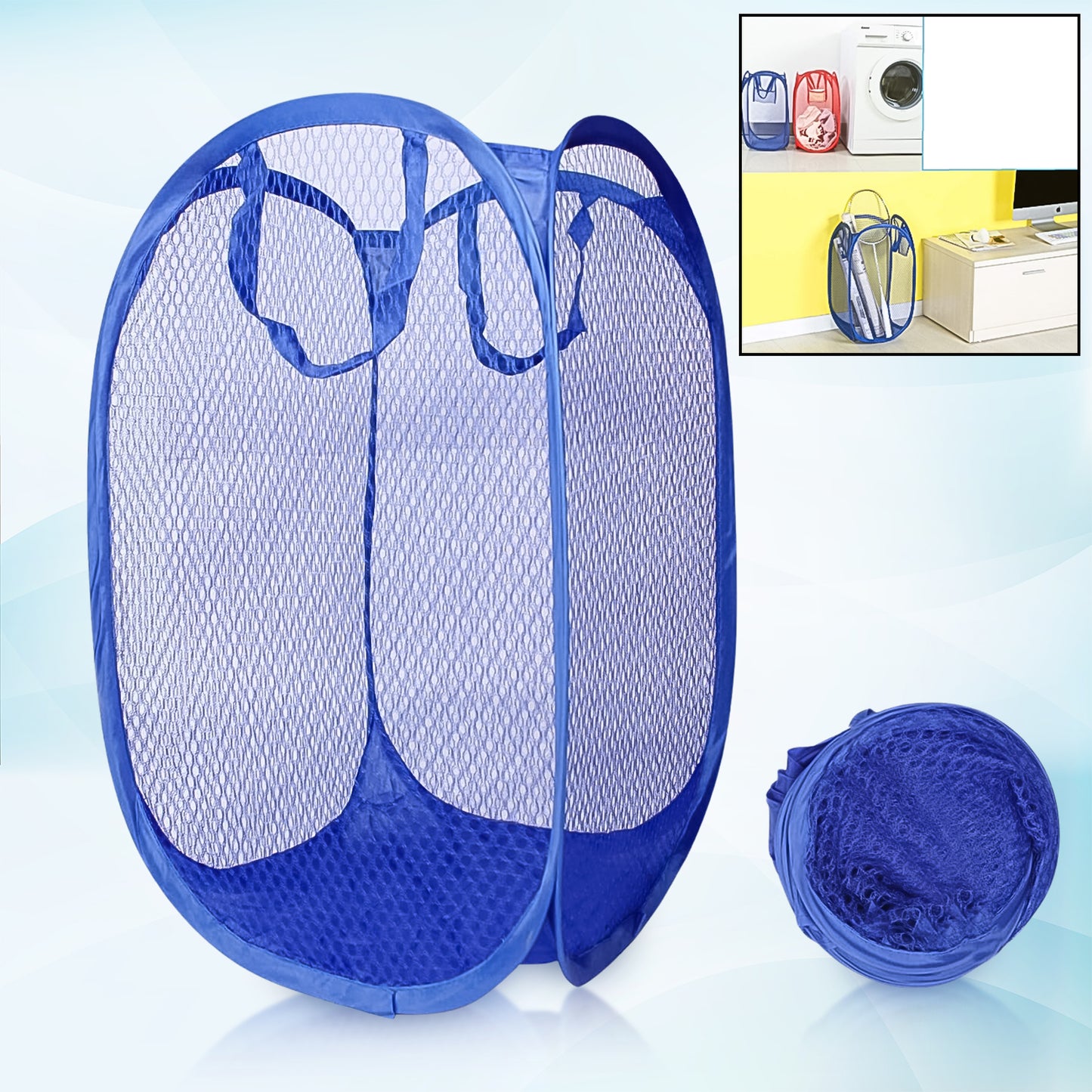 Foldable Collapsible Mesh Laundry Bag Pack Of 1 (Mix Color) - Happy Price - Image 2