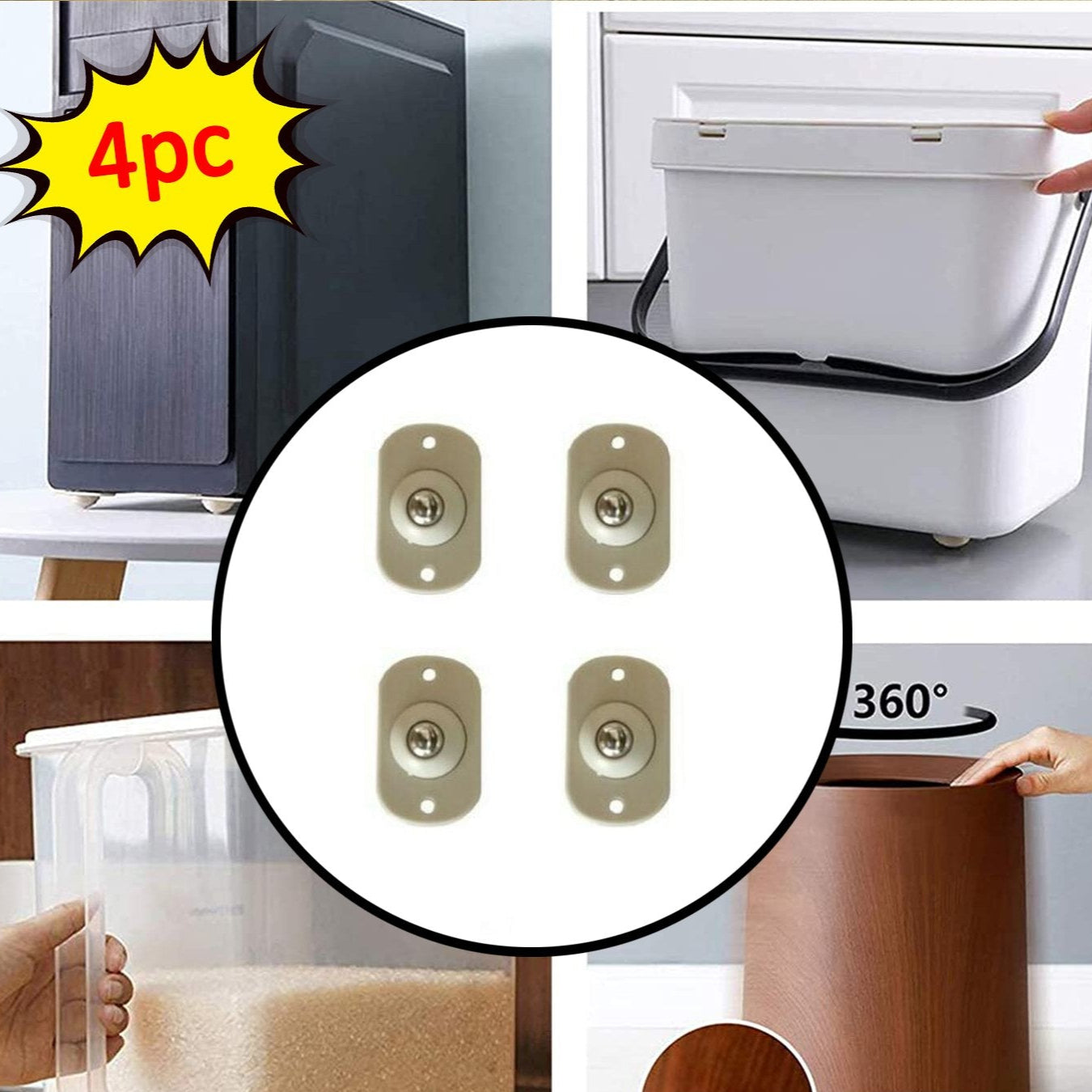 Self Adhesive Mini Swivel Casters Wheels (4pc) - Happy Price - Image 1