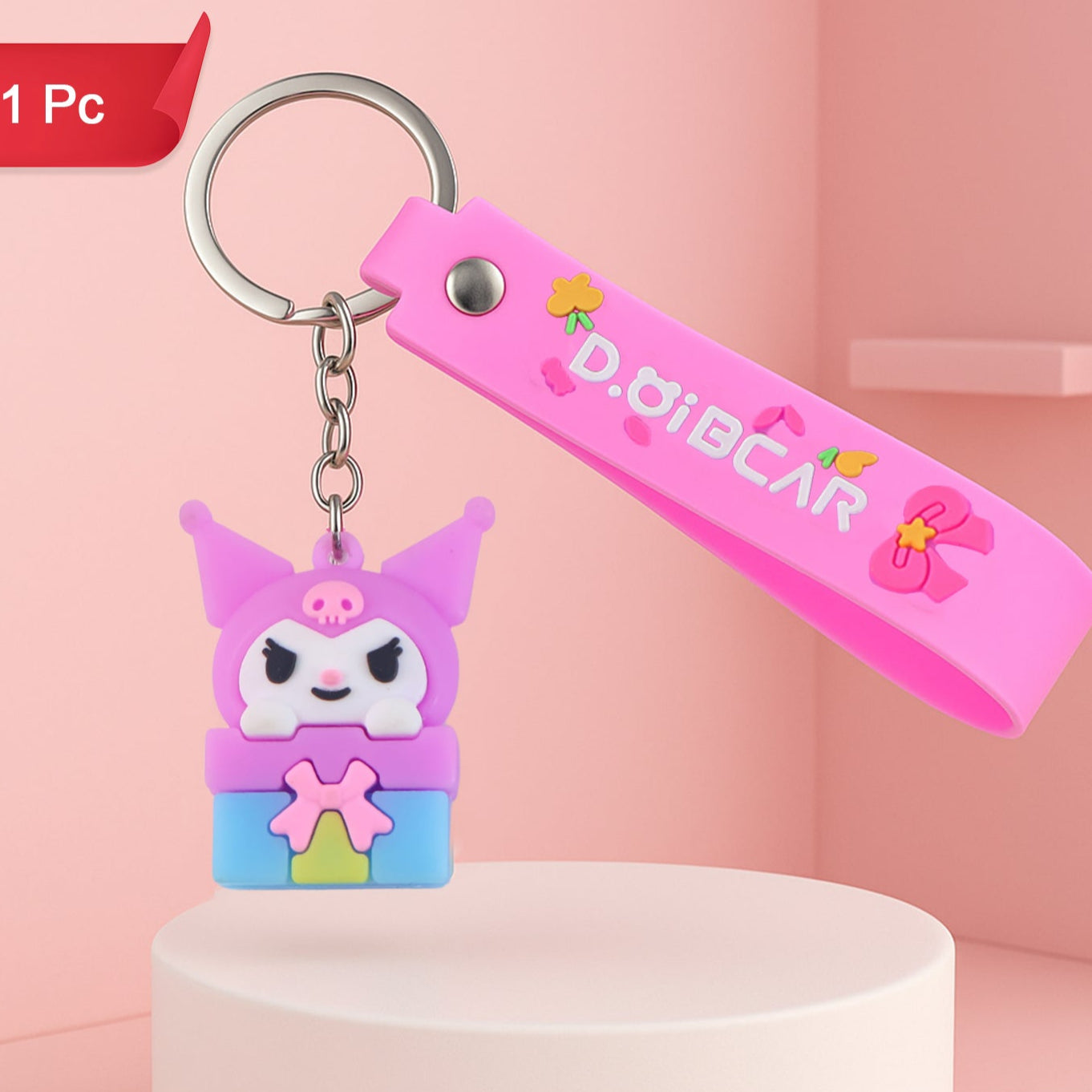 Cute Cartoon Silicone 3d Key Chain With Metal Hook  Strap (Pack Of 1) - Happy Price - Image 1