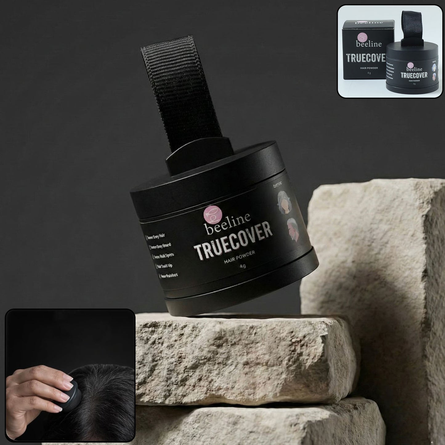 Instant Hair Root Touch-Up Powder - 4 Gm Black - Happy Price - Image 1
