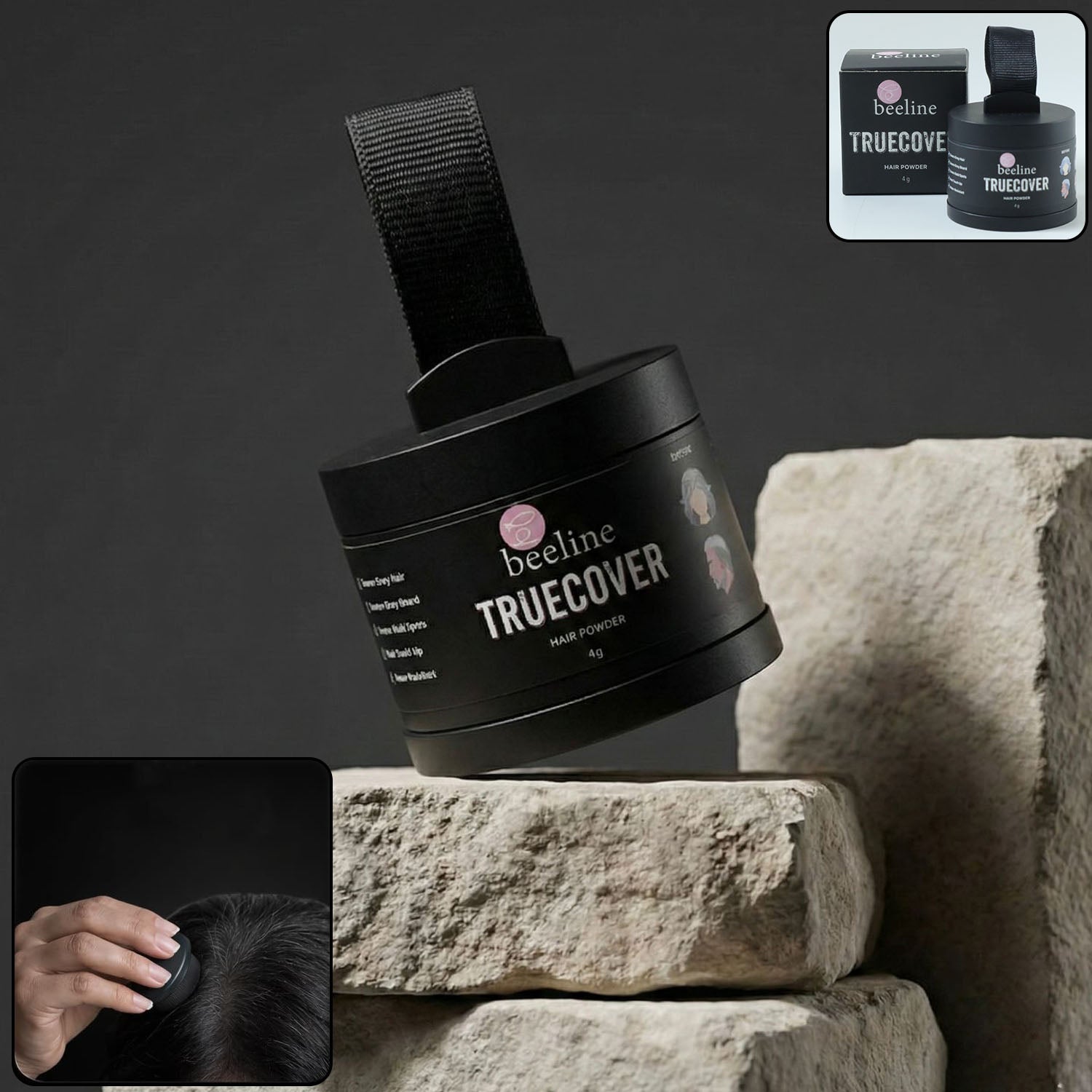 Instant Hair Root Touch-Up Powder - 4 Gm Black - Happy Price - Image 1