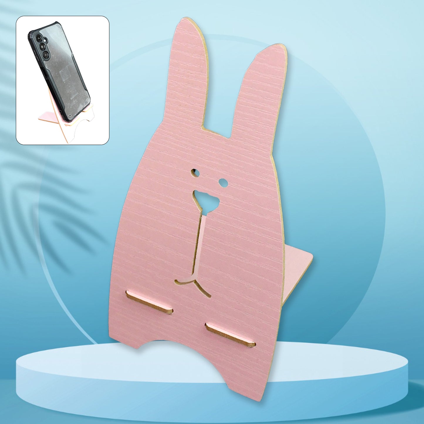 Wooden Cute Lovely Rabbit Design Mobile Stand (1 Pc) - Happy Price - Image 2