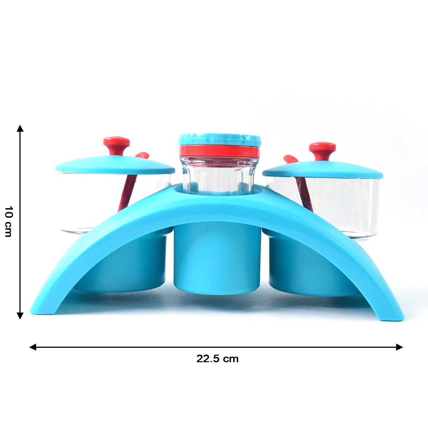 4 Pc Condiment Storage Set with Stand - Airtight Pickle, Salt & Pepper Containers - Happy Price - Image 3